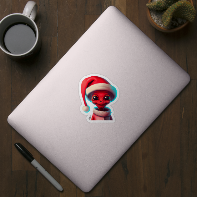 Christmas cute alien with Santa hat by extraordinar-ia